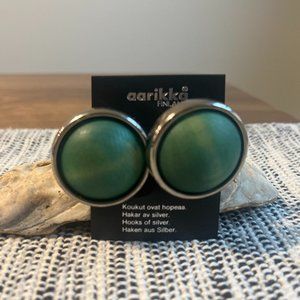 Aarikka Finland jewelry earrings wood with silver-colored metal